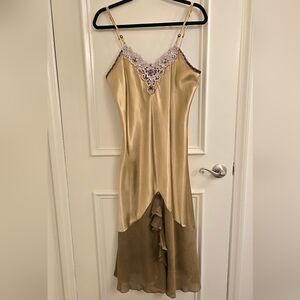 Gold and Brown Satin Slip With Beautiful Lace Detailing